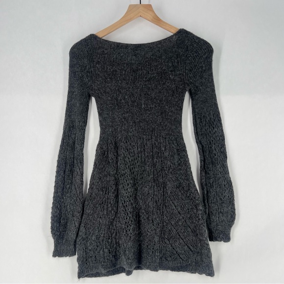 Anthropologie Knitted & Knotted Alpaca Pointelle Long Sleeve Sweater Tunic - Picture 10 of 13